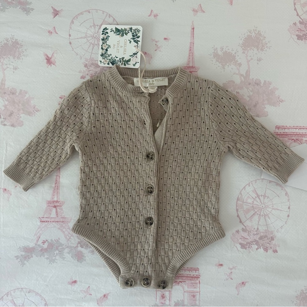 Adorable Baby Girls Newborn-9 Months Long Sleeve Button Down Knit Bodysuit